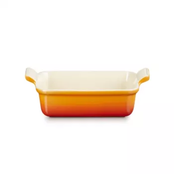 LE CREUSET Taisnstūra cepamtrauks Heritage keramika 19x14cm / 1.1L oranžs