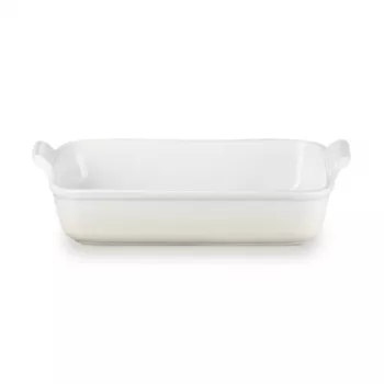 Le Creuset taisnstūra Heritage keramikas cepamtrauks 32x24cm / 4L balts