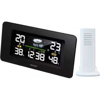 SENCOR SWS 5270 laika stacija ar bezvadu āra sensoru, krāsains LCD, radio kontrolēts pulkstenis