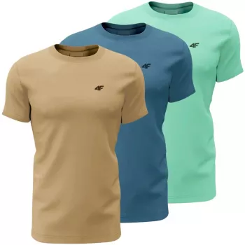 Vīriešu t-krekls 4F M4481 3 gab. komplekts bēšs, zils, piparmētru 4FWSS26TTSHM4481 91S 4XL
