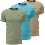 Vīriešu t-krekls 4F M4481 3pak zaļš, zils, bēšs 4FWSS26TTSHM4481 90S 2XL