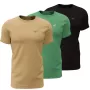 Vīriešu t-krekls 4F M4481 3pak bēšs, zaļš, melns 4FWSS26TTSHM4481 92S 4XL