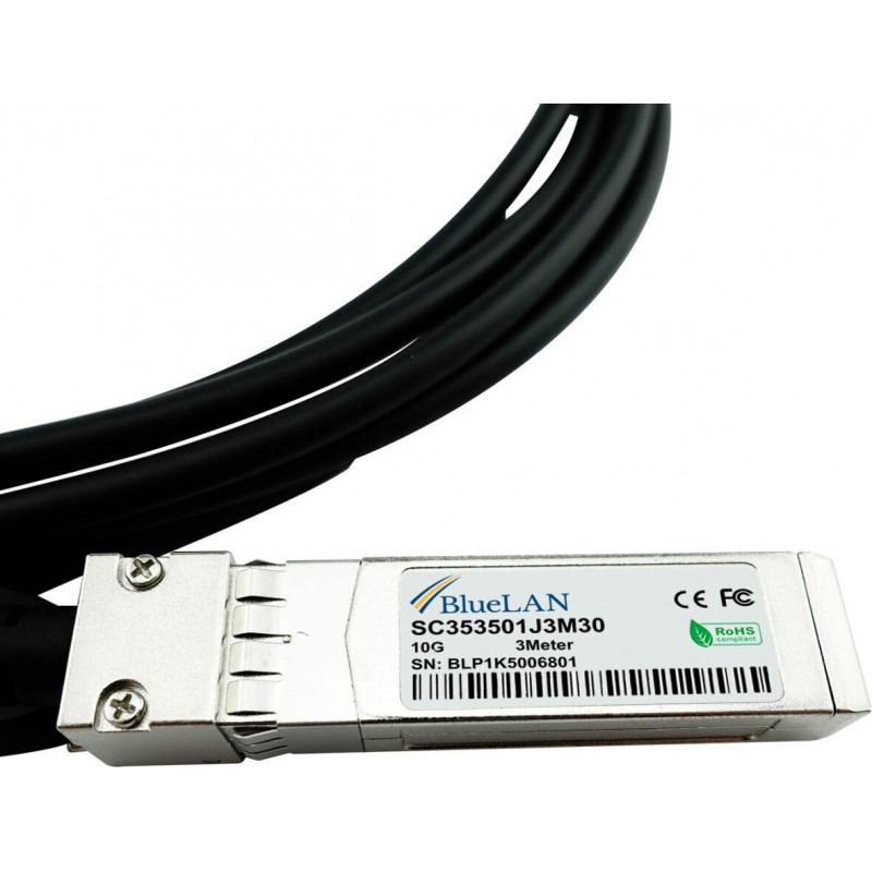 BLUELAN BlueOptics 10GBASE-CR SFP+ tiešās pievienošanas vara kabelis 1m industriālais SC353501J1M30IN