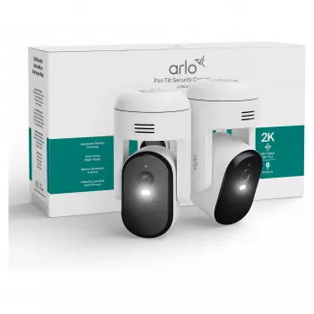 Arlo Essential 3 2K PTZ drošības kamera (2 gab., balta)