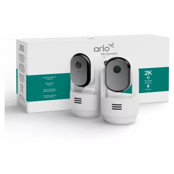 Arlo Essential 3 2K Pan-Tilt-Zoom iekštelpu drošības kamera (2 gab., balta)