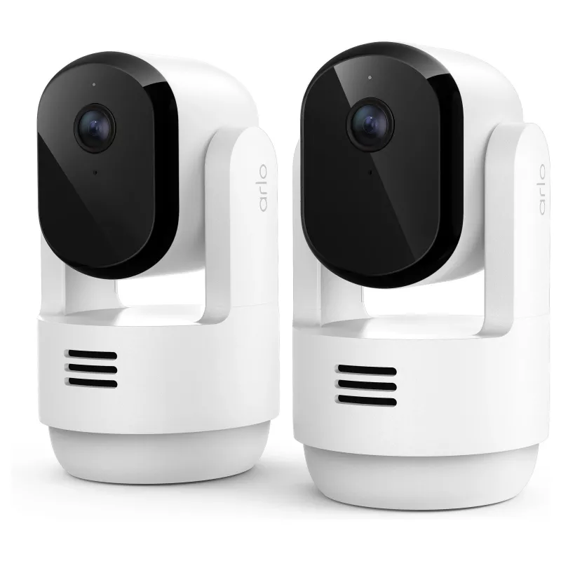 Arlo Essential 3 2K Pan-Tilt-Zoom iekštelpu drošības kamera (2 gab., balta)