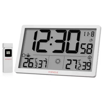 KIENZLE Jumbo NEO LCD laikapstākļu sienas pulkstenis balts