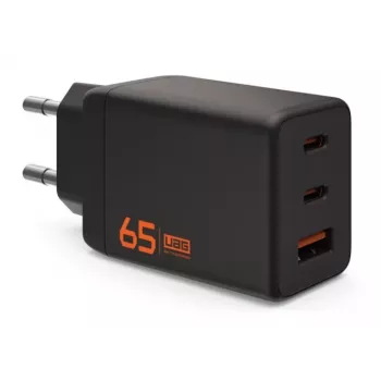UAG SRGE 65W GaN sienas lādētājs - 2x USB-C, 1x USB-A, melns