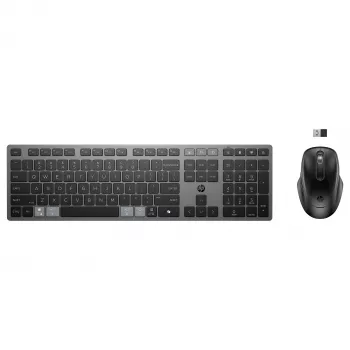 HPINC HP 725 - tastatūras un peles komplekts - daudzfunkcionāls, uzlādējams, darbināms ar superkondensatoru - pilna izmēra - bezvadu - Nightfall Black -
