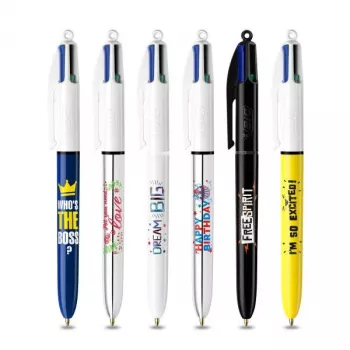 BIC 4 Colours lodīšu pildspalva, 6 gab., zils korpuss, 4 tintes krāsas (zila, sarkana, zaļa, melna), 1,0 mm vidējs uzgalis 9926071