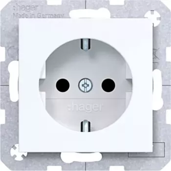 HAGER WAS1400WG Schuko kontaktligzda, ierīkojama, skrūvju spailes, 16 A, 250 V, tīri balta