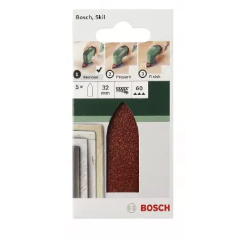 Bosch Delta slīpēšanas loksne 240 graudainība, ar āķa un cilpas stiprinājumu, 32 mm stūris, 5 gab. 2609256A40