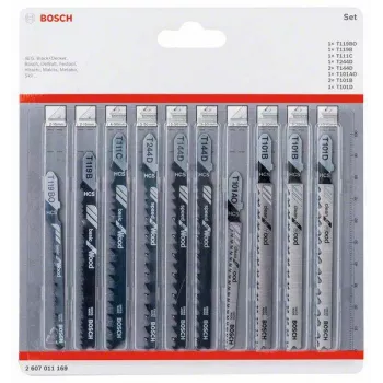 Bosch finierzāģa asmeņu komplekts kokam 2607011169 10 gabali T-kāts HCS