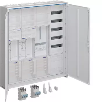 HAGER ZB34SEQ29EN univers Z pilns skapis, 2 skaitītāju vietas, 3 lauki, 5 rindas, 180 moduļi, IP44, balts