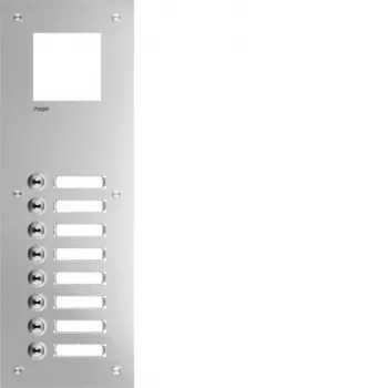 Hager RTQ108X Domofona priekšējais panelis, Mono audio, 8 izsaukuma pogas, balts