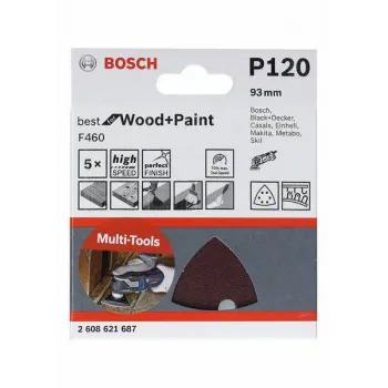Bosch 2608621688 Delta slīppapīrs, graudainība 180, 93 mm, 5 gabali
