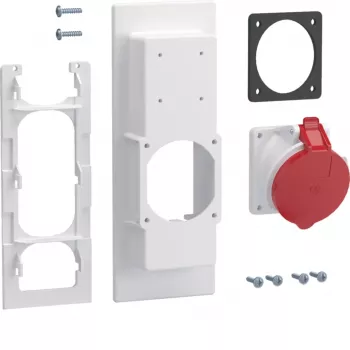 HAGER ZY16CEE 16 A 5 kontaktu CEE pieskrūvējamā kontaktligzda 400 V IP44 sarkana