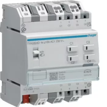Hager TYAS604D KNX Secure slēdža/žalūziju izpildmehānisms 4/2 kanālu 16A C-Load