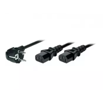 TECLINE Y barošanas sadalītāja kabelis, leņķveida Schuko kontaktdakša uz 2x IEC C13 ligzdām, 1,8 m, melns 808410
