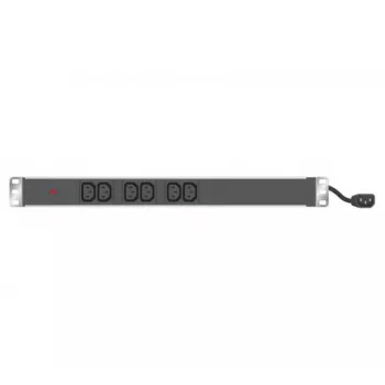 EXERTIS CONNECT 19 inch 1U 6 kontaktligzdu C13 PDU, alumīnija korpuss, 2,5 m Schuko kabelis, RAL 9005 melns (808900)