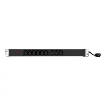 EXERTIS CONNECT 19 inch 1U 9 kontaktligzdu IEC C13 PDU, alumīnija korpuss, 2,5 m kabelis, melns 808901
