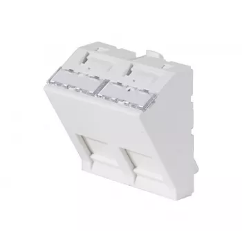 EXERTIS CONNECT priekšpaneļa ieliktnis 45x45mm 2 Keystone moduļiem, 30°, signālbalts RAL 9003 911711