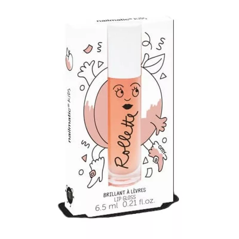 Nailmatic Kids roll-on lūpu spīdums persiku 6.5ml - mitrinošs vegāns bērnu lūpu spīdums ar aprikožu eļļu un E vitamīnu