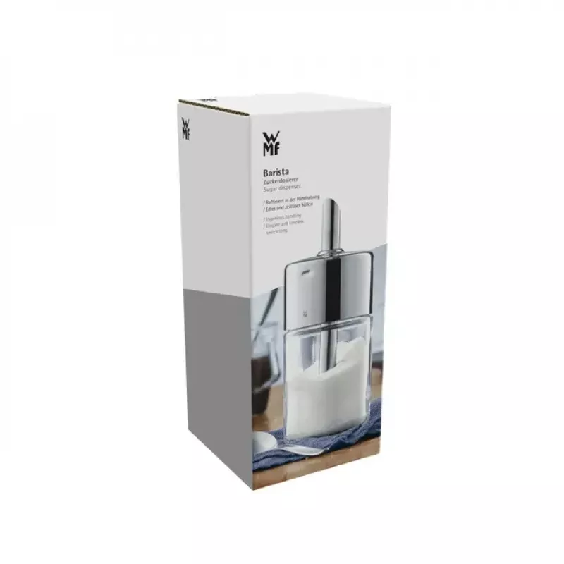 WMF Basic cukura dozators 200 ml, Cromargan® nerūsējošais tērauds un stikls, sudraba/caurspīdīgs