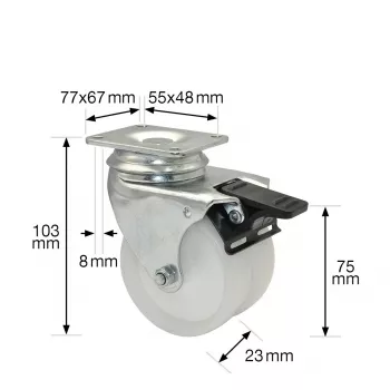 Wagner design yourself ECO RO 3277 divriteņu grozāmais ritenītis 32 mm balts/pelēks (3327701)