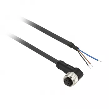 TMSS GERMANY Telemechanique Sensors M12 savienotāja kabelis ar iepriekš pievienotu vadu, 4 kontaktu, 5m PUR, melns, taisns, IP67/IP65/IP69K, 4A, 250V AC/DC, OsiSense XZ sērija - XZCP0666L5