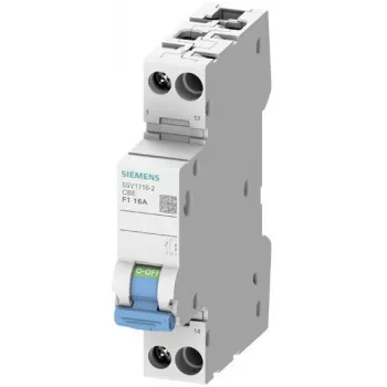 Siemens 5SY1706-2 1-polārs 6A C-raksturlīknes automātiskais slēdzis ar iebūvētu palīgkontaktu