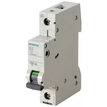 Siemens 5SL61026 SENTRON 5SL miniatūras automātiskais slēdzis, 1 pols, 2 A, izslēgšanas raksturlīkne C, 6 kA pārtraukšanas spēja, 230/400 V AC, DIN sliedes montāža, 1 moduļa platums
