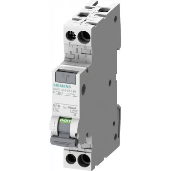 Siemens 5SV1316-7KK06 RCBO, 1P+N, 6 A, C-raksturlīkne, 30 mA, A tips, 6 kA