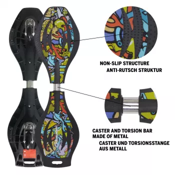 SCHILDKROT Waveboard Good Vibes Graffiti liels plastmasas dēlis ar neslīdošu struktūru 510801