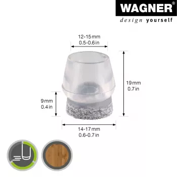 Wagner design yourself EH 0555 krēsla kāju uzlikas plastmasas Ø 14-17 mm 4 gab (15055599)
