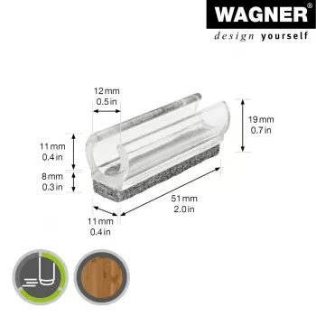 Wagner design yourself EH 0690 uzspraužami mēbeļu slīdņi, plastmasa, 12 mm apaļām kājām, 4 gab., balti 15069099