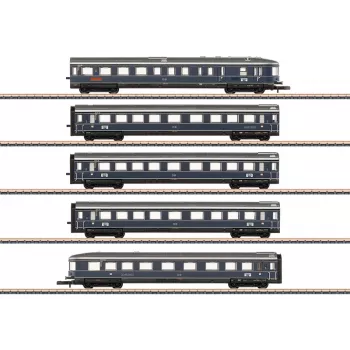 Märklin 087615 Z mēroga vagonu komplekts 'Blauer Enzian' DB, MHI (3 vagonu pasažieru komplekts)