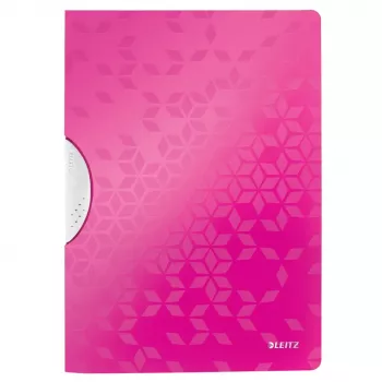 LEITZ WOW ColorClip failu klipsis A4 rozā metālisks ar 3D reljefu virsmu, gaiši pelēks iekšpuse, 1 gab. 4185-00-23