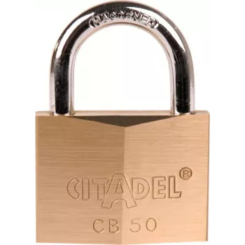 ABUS 50mm masīva misiņa piekaramā atslēga ar rūdīta tērauda sprādzi un 2 atslēgām 238390