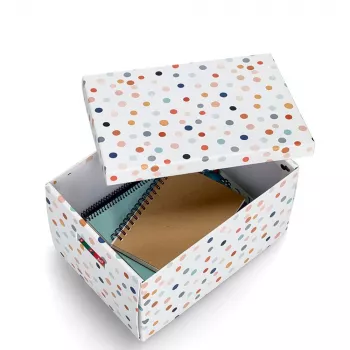 Zeller Dots uzglabāšanas kaste balta ar punktiem 25 x 35 x 20 cm 14475