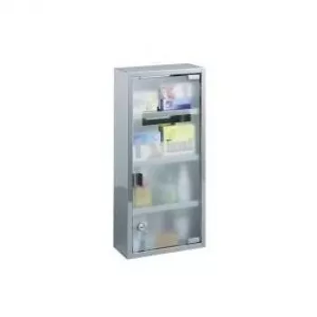 ZELLER zāļu skapītis 57x27x12 cm nerūsējošais tērauds, slēdzams, 2 plaukti, pie sienas stiprināms (99193)