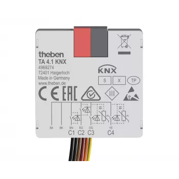 Theben KNX spiedpogu saskarne binārais ieeja 4 kanālu TA 4.1 KNX (4969274)
