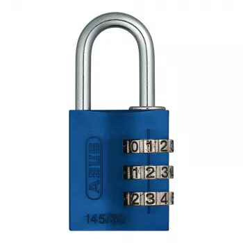 ABUS 145/30 alumīnija kombinācijas piekaramā atslēga, 3 ciparu, zila