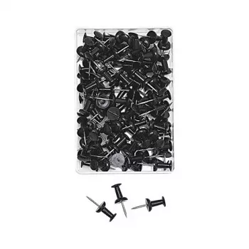WEDO 54 201 melnas spraudītes, 100 gab., 12 mm tapas garums, 10 mm galviņas diametrs, caurspīdīga plastmasas kārba