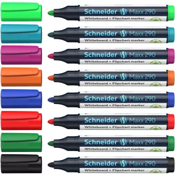 Schneider Maxx 290 tāfeles un flipčarta marķieru komplekts, 8 dažādās krāsās, lodes uzgalis 2,0-3,0 mm 129098