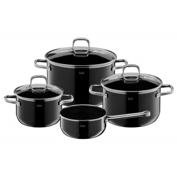Silit Elegance Line 4 daļu katlu komplekts, Silargan melns, visu veidu plītīm, skrāpējumizturīgs, karstumizturīgs līdz 250°C 3201019232