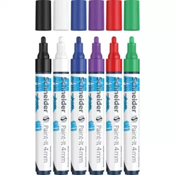 Schneider Paint-It 320 V1 akrila marķieru komplekts, 6 dažādās krāsās, 4,0 mm lodveida uzgalis 120295