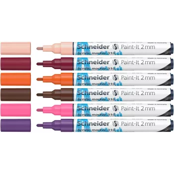 Schneider Paint-It 310 V3 akrila marķieru komplekts, dažādas krāsas, 2,0 mm, 6 gabali 120197