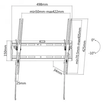 E+P noliekams sienas stiprinājums 32-65 collu ekrāniem, VESA 50x50-400x400, 35 kg, melns WHS115 (5625415)
