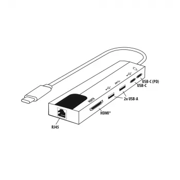 E+P USB-C daudzportu adapteris 6-in-1 MPA6 melns/sudraba